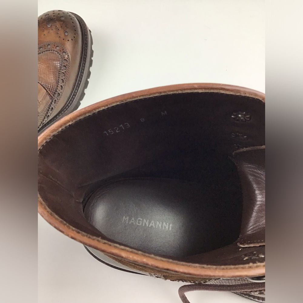 Magnanni Enzo wingtip boots men’s 8 M brown - Picture 12 of 12